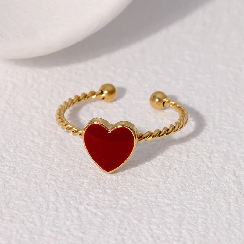 Cute Heart Stainless Steel Electroplating Rings