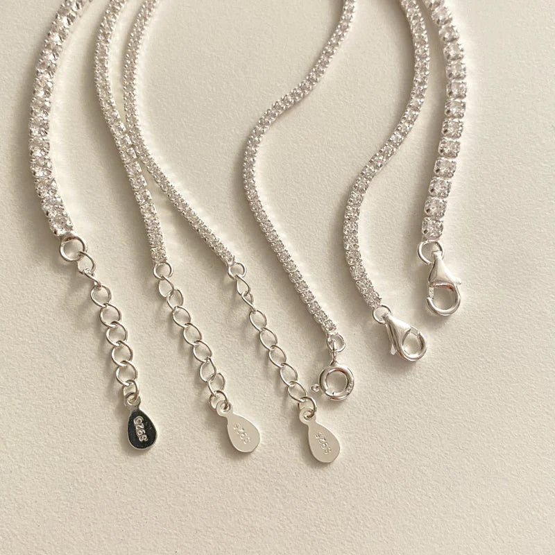 Sterling Silver Korean Circle Polka Dot Round Silver Diamond Inlay Bracelets