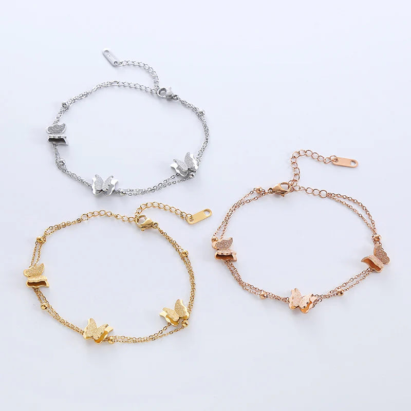 Women Chain Geometric Stainless Steel Butterfly Bracelets
