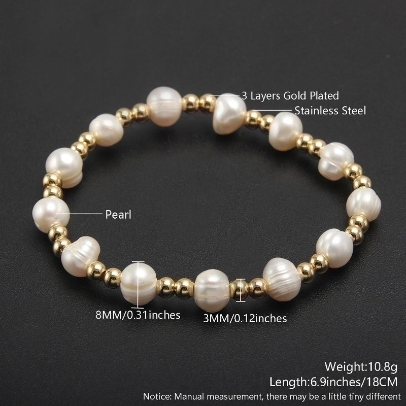 Stainless Pearl Plating 18k Gold Plated Bracelets
