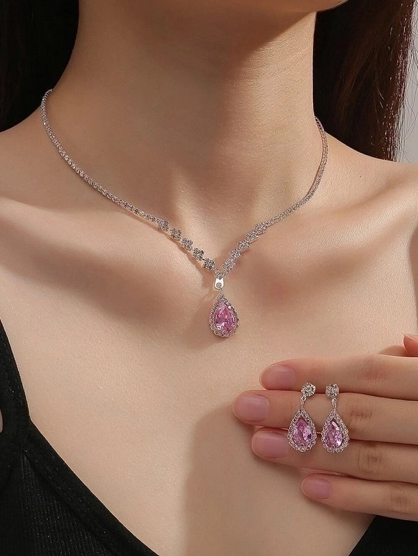 Pink Necklace Ear Stud