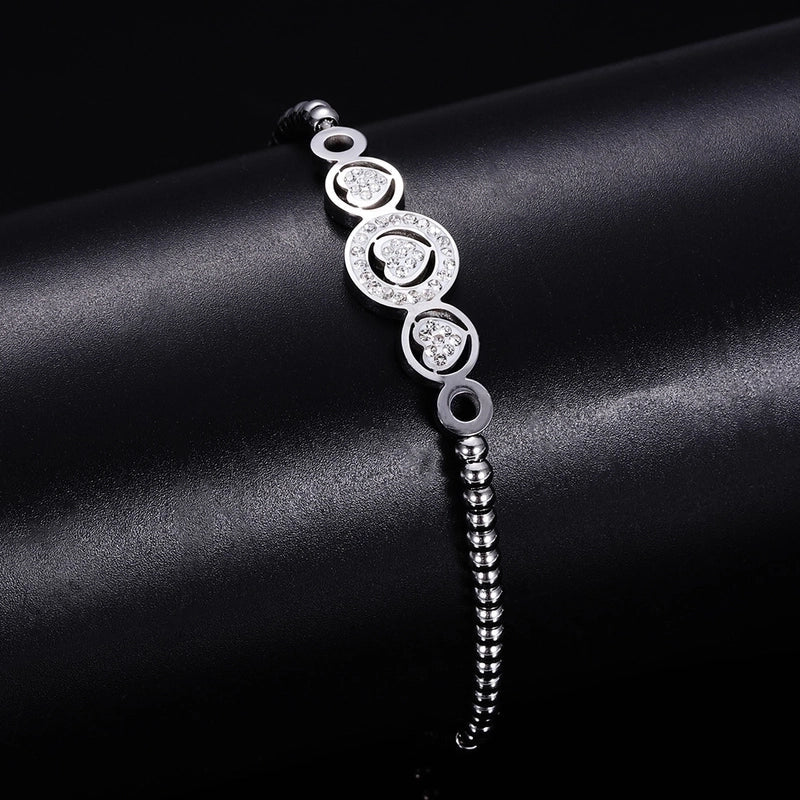 Sweet Heart Shape Titanium Gemstones Bracelets