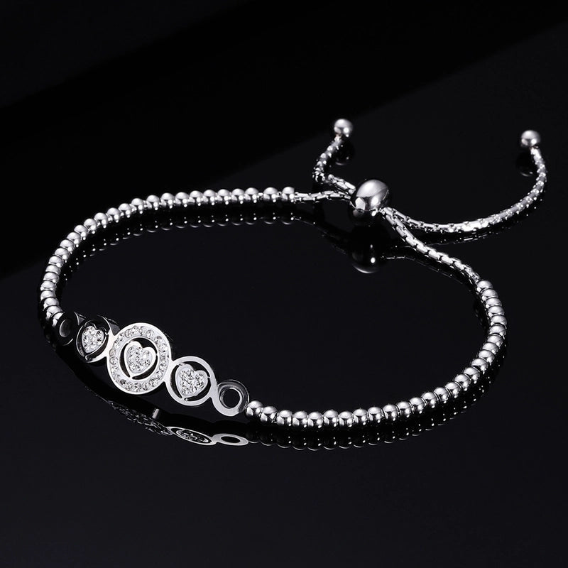 Sweet Heart Shape Titanium Gemstones Bracelets