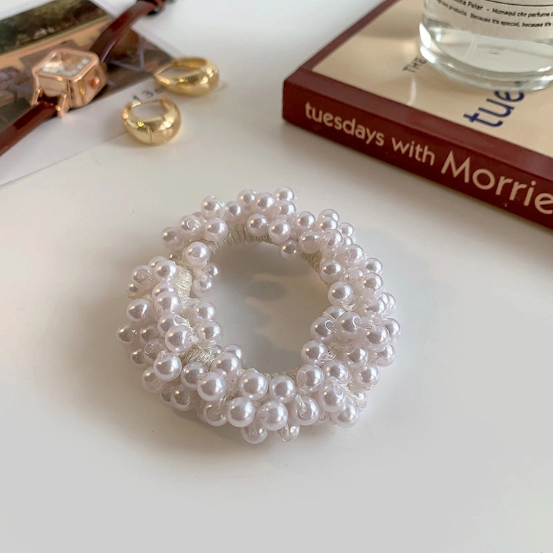 Women's Sweet Geometric Artificial Pearl Beaded Inlay Rhinestones Hair Tie