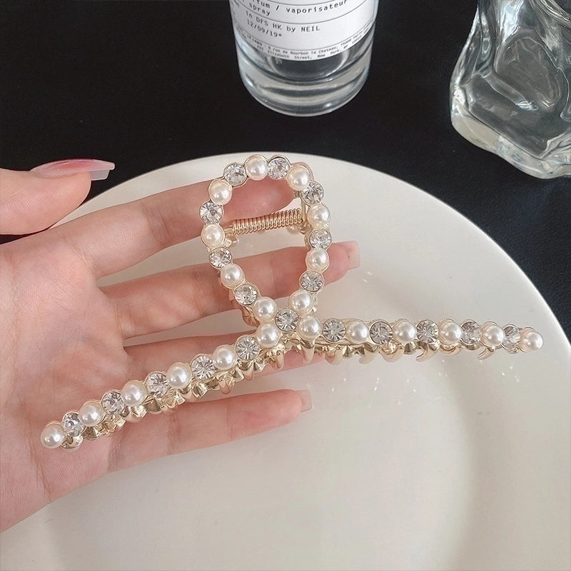 Women's Elegant Geometric Alloy Inlay Rhinestones Pearl Hair Claws