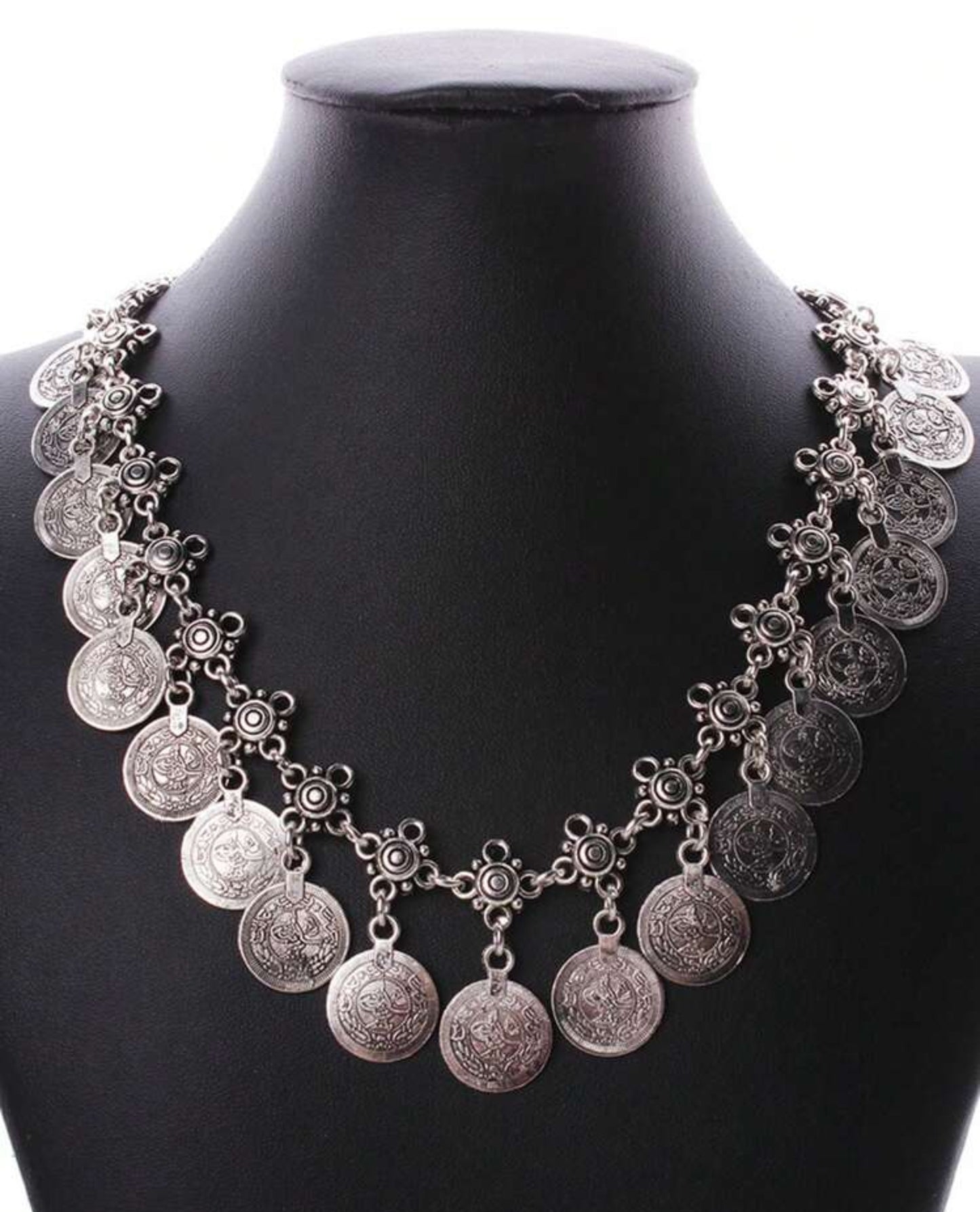 Vintage Coin & Tassel Pendant Necklace