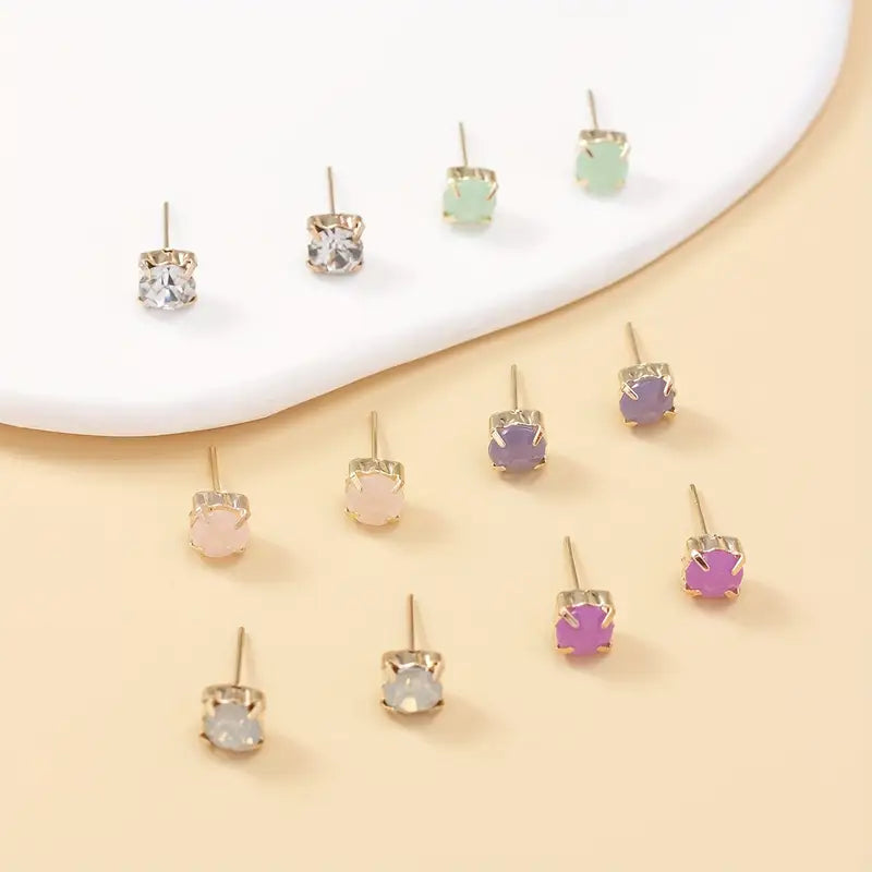 Colorful Rhinestone Décor Stud Earrings