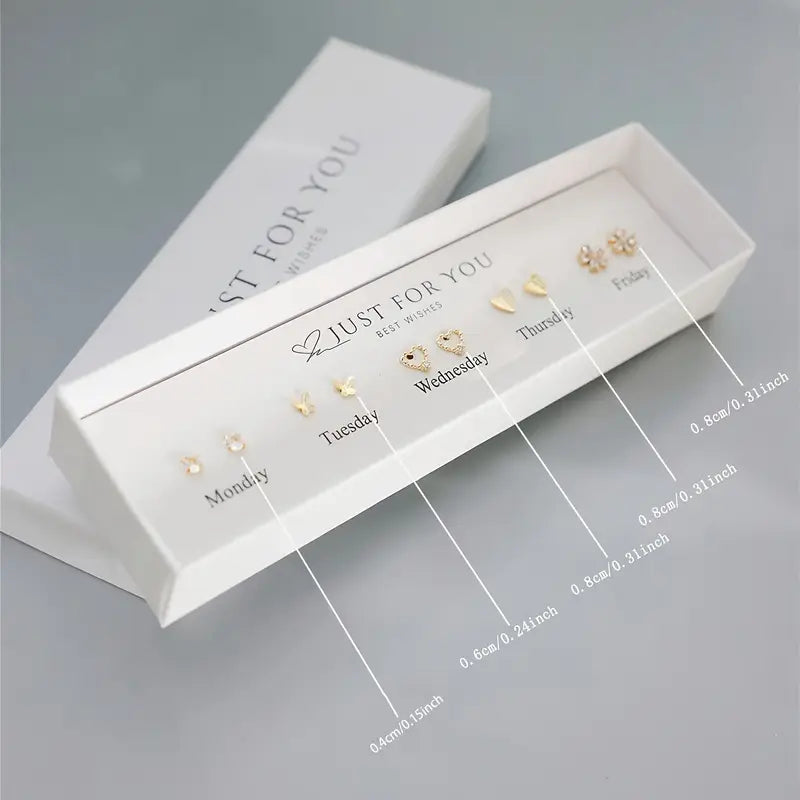 Butterfly Synthetic Zirconia Earring Set, Women's Fashion Design