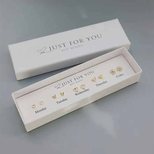 Butterfly Synthetic Zirconia Earring Set, Women's Fashion Design