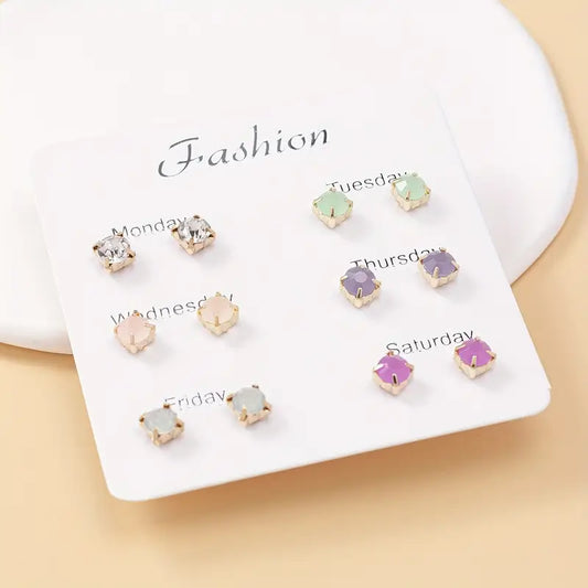 Colorful Rhinestone Décor Stud Earrings