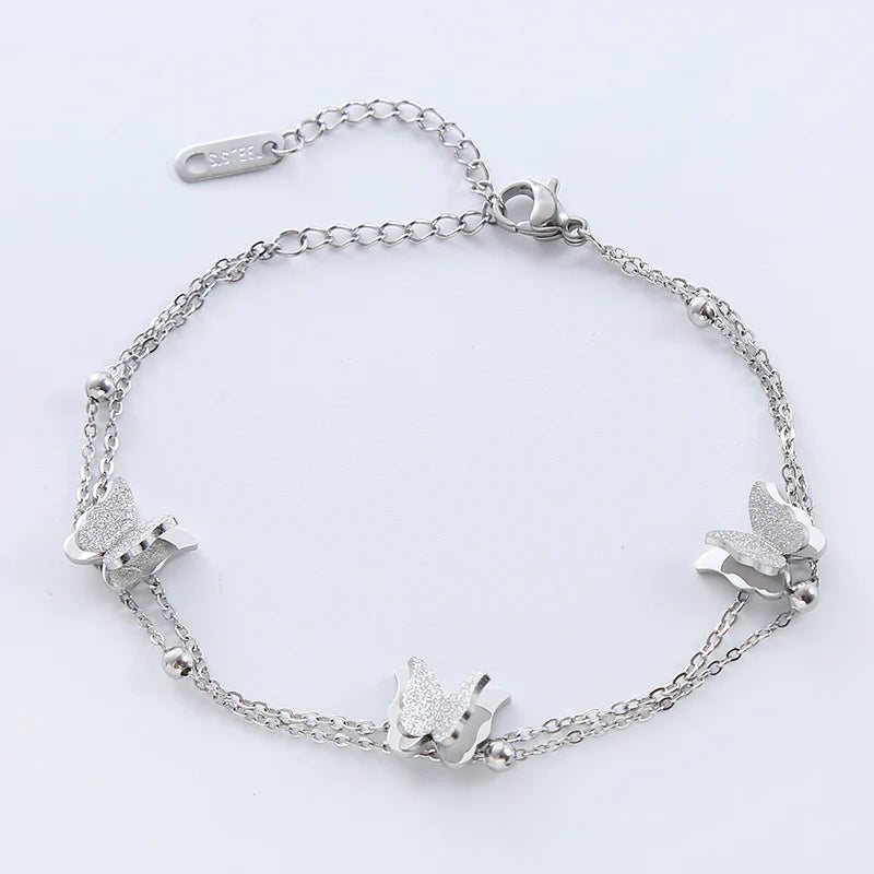 Women Chain Geometric Stainless Steel Butterfly Bracelets