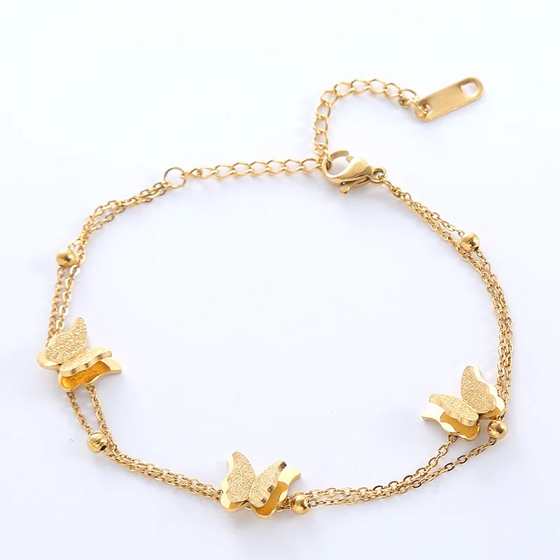 Women Chain Geometric Stainless Steel Butterfly Bracelets