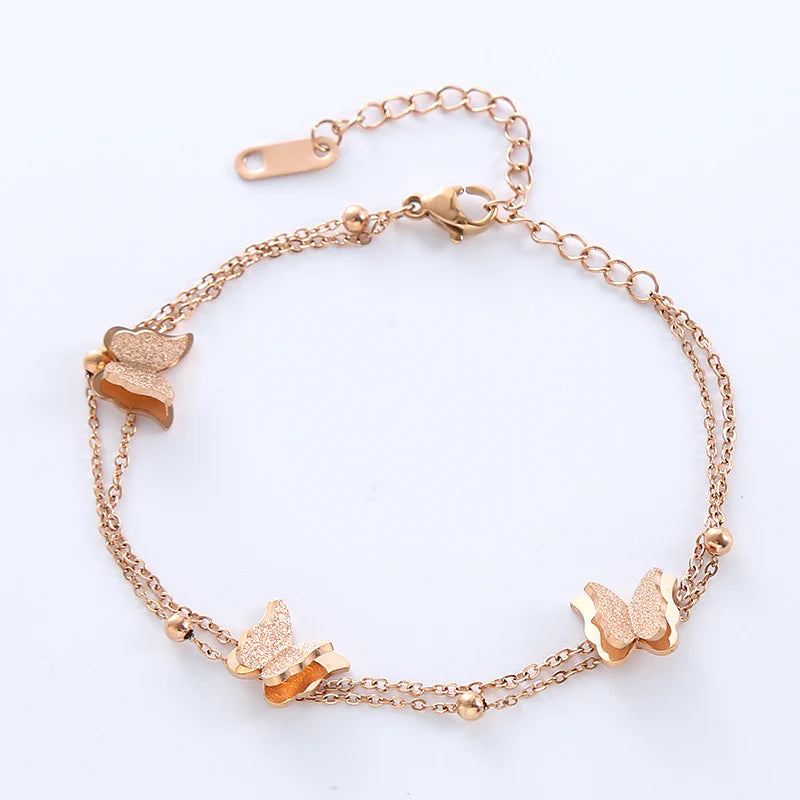 Women Chain Geometric Stainless Steel Butterfly Bracelets