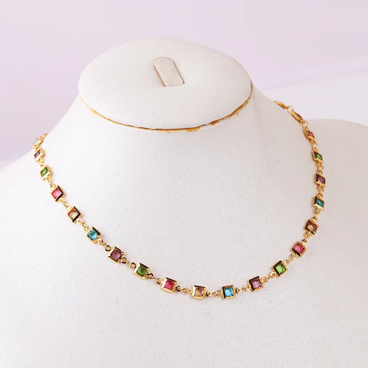 Women Multicolour Zircon Necklace and Bracelet