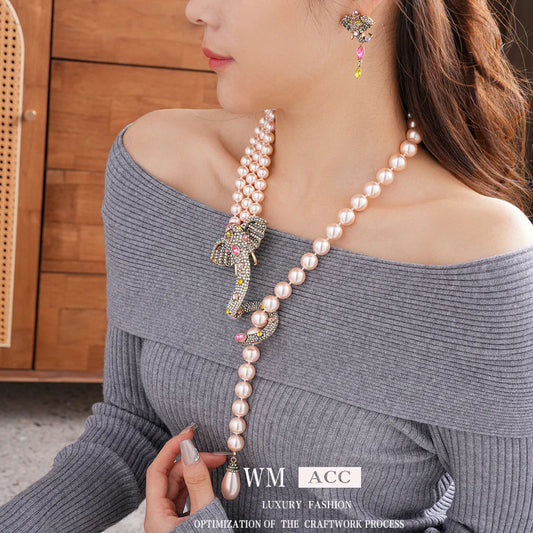 Women Luxurious Artificial Pearl Diamond Inlay Jewelry Sets