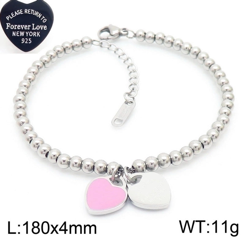 Sweet Heart Shape Titanium Bracelets