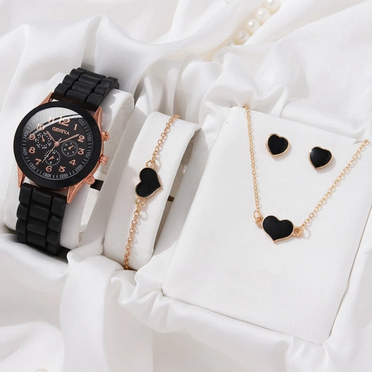 Casual Geometric Buckle Quartz  Black Watche