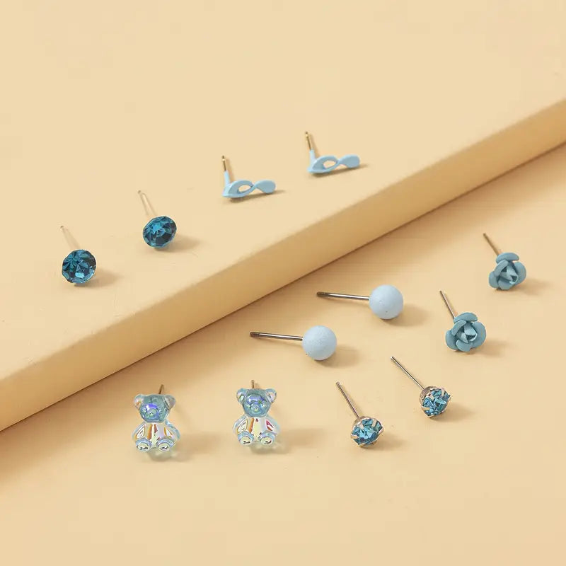 6-Pair Elegant Cute Fashion Stud Earrings Set for Women