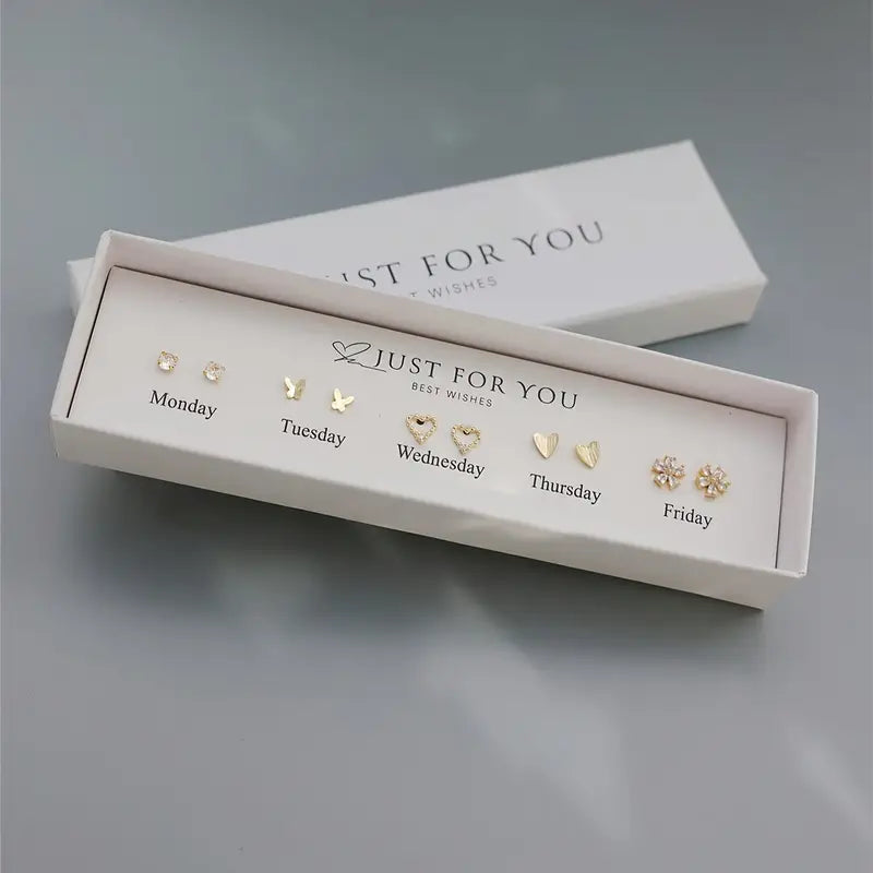 Butterfly Synthetic Zirconia Earring Set, Women's Fashion Design